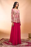 Shop_Alaya Advani_Fuchsia Silk Embroidery V-neck Top With Sharara _Online_at_Aza_Fashions