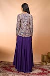 Shop_Alaya Advani_Purple Silk Embroidery V-neck Cutwork Peplum Kurta With Sharara _at_Aza_Fashions
