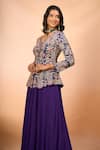 Alaya Advani_Purple Silk Embroidery V-neck Cutwork Peplum Kurta With Sharara _Online