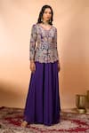 Buy_Alaya Advani_Purple Silk Embroidery V-neck Cutwork Peplum Kurta With Sharara _Online