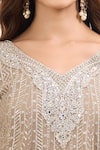 Alaya Advani Beige Georgette Embroidery, Sequins V-neck Metallic Kurta Set Online at Aza Fashions Alaya Advani_Beige Georgette Embroidery, Sequins V-neck Metallic Kurta Set _Online_at_Aza_Fashions