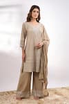 Buy Alaya Advani Beige Georgette Embroidery, Sequins V-neck Metallic Kurta Set at Aza Fashions Buy_Alaya Advani_Beige Georgette Embroidery, Sequins V-neck Metallic Kurta Set _at_Aza_Fashions