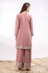 Shop_Alaya Advani_Pink Georgette Embroidery, Zari, Sequins V-neck Flower Kurta Set _at_Aza_Fashions