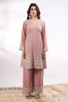 Buy_Alaya Advani_Pink Georgette Embroidery, Zari, Sequins V-neck Flower Kurta Set 