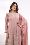 Shop_Alaya Advani_Pink Georgette Embroidery, Zari, Sequins V-neck Flower Kurta Set 