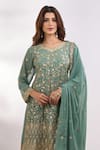 Buy_Alaya Advani_Blue Georgette Embroidery, Metallic Thread, Zari V-neck Floral Kurta Set 