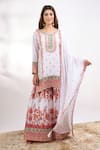 Alaya Advani White Georgette Embroidery, Mirrors, Foil Printing Flower Kurta Sharara Set Online Alaya Advani_White Georgette Embroidery, Mirrors, Foil Printing Flower Kurta Sharara Set _Online