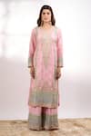 Buy Alaya Advani Pink Georgette Embroidery V-neck Flower Kurta Palazzo Set Buy_Alaya Advani_Pink Georgette Embroidery V-neck Flower Kurta Palazzo Set