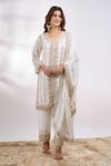 Buy Alaya Advani White Georgette Embroidery, Zari V-neck Floret Kurta Pant Set at Aza Fashions Buy_Alaya Advani_White Georgette Embroidery, Zari V-neck Floret Kurta Pant Set _at_Aza_Fashions