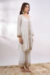 Buy Alaya Advani White Georgette Embroidery, Zari V-neck Floret Kurta Pant Set Online at Aza Fashions Buy_Alaya Advani_White Georgette Embroidery, Zari V-neck Floret Kurta Pant Set _Online_at_Aza_Fashions