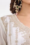 Alaya Advani White Georgette Embroidery, Zari V-neck Floret Kurta Pant Set at Aza Fashions Alaya Advani_White Georgette Embroidery, Zari V-neck Floret Kurta Pant Set _at_Aza_Fashions