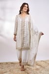 Shop Alaya Advani White Georgette Embroidery, Zari V-neck Floret Kurta Pant Set Shop_Alaya Advani_White Georgette Embroidery, Zari V-neck Floret Kurta Pant Set