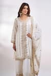 Buy Alaya Advani White Georgette Embroidery, Zari V-neck Floret Kurta Pant Set Online Buy_Alaya Advani_White Georgette Embroidery, Zari V-neck Floret Kurta Pant Set _Online