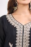 Buy Alaya Advani Black Georgette Embroidery V-neck Flora Kurta Pant Set Online Buy_Alaya Advani_Black Georgette Embroidery V-neck Flora Kurta Pant Set _Online