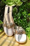 Shop_Shradha Hedau Footwear Couture_Beige Rhinestones, Beads Mariposa Embellished Block Heels _at_Aza_Fashions