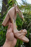 Shradha Hedau Footwear Couture_Beige Kiona Knot Detail Block Heels _Online_at_Aza_Fashions