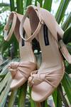 Buy_Shradha Hedau Footwear Couture_Beige Kiona Knot Detail Block Heels _at_Aza_Fashions