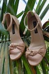 Shop_Shradha Hedau Footwear Couture_Beige Kiona Knot Detail Block Heels _at_Aza_Fashions