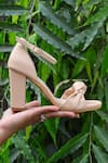 Shop_Shradha Hedau Footwear Couture_Beige Kiona Knot Detail Block Heels _Online_at_Aza_Fashions
