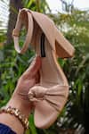 Shradha Hedau Footwear Couture_Beige Kiona Knot Detail Block Heels _at_Aza_Fashions