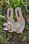 Shop Shradha Hedau Footwear Couture White Fabric Flowers Bianca Floral Embellished Strappy Heels at Aza Fashions Shop_Shradha Hedau Footwear Couture_White Fabric Flowers Bianca Floral Embellished Strappy Heels _at_Aza_Fashions