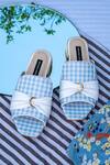 Buy_Shradha Hedau Footwear Couture_White Sugarberry Gingham Check And Bow Detail Flats _at_Aza_Fashions