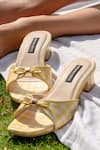 Buy_Shradha Hedau Footwear Couture_Yellow Bows Buttercup Gingham Detail Block Heels _at_Aza_Fashions