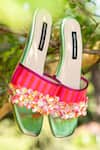 Buy_Shradha Hedau Footwear Couture_Red Fabric Flowers, Rhinestones Melomkiss Striped Floral Embellished Heels _at_Aza_Fashions