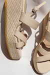 Shop_Shradha Hedau Footwear Couture_Beige Branwen Vegan Leather Braided Platform Wedges _Online_at_Aza_Fashions