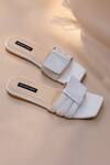 Shop_Shradha Hedau Footwear Couture_White Fay Vegan Leather Square Toe Flats _at_Aza_Fashions