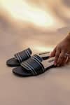 Buy_Shradha Hedau Footwear Couture_Black Alva Vegan Leather Dual Strap Flats _Online_at_Aza_Fashions