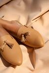 Shradha Hedau Footwear Couture_Beige Zana Tassel Detail Pointed Toe Mules _Online_at_Aza_Fashions