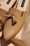 Shop_Shradha Hedau Footwear Couture_Beige Zana Tassel Detail Pointed Toe Mules _Online_at_Aza_Fashions