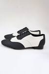 Shop_Shradha Hedau Footwear Couture_Black Conrad Two-tone Vegan Leather Tap Shoes _at_Aza_Fashions