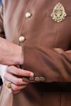 Philocaly_Brown Wool Vistrit Classic Bandhgala With Patch Pockets _Online_at_Aza_Fashions
