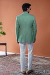 Shop_Philocaly_Green Linen Brooches Shyamal Pintuck Bandhgala _at_Aza_Fashions
