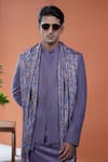 Buy_Philocaly_Purple Linen Rajneel Bandhgala With Pintuck Detail _at_Aza_Fashions