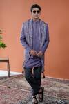Shop_Philocaly_Purple Linen Rajneel Pintuck Bandhgala And Kurta Set _at_Aza_Fashions