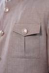 Philocaly_Brown Linen Mrinal Bandhgala With Flap Pockets _at_Aza_Fashions