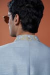 Buy_Philocaly_Sky Blue Silk Embroidery, Sequins Zardneel Floral Bandhgala _Online_at_Aza_Fashions