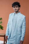 Buy_Philocaly_Sky Blue Embroidery Neelraj Floral Dori Bandhgala _at_Aza_Fashions