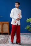 Shop_Philocaly_Off White Silk Embroidery Phoenix Bandhgala _at_Aza_Fashions