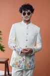 Buy_Philocaly_Off White Silk Embroidery Malhaar Floral Blend Bandhgala _at_Aza_Fashions