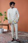 Shop_Philocaly_Off White Silk Embroidery Malhaar Floral Blend Bandhgala _Online_at_Aza_Fashions