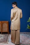 Shop_Philocaly_Beige Linen, Satin Rivat Pintuck Shawl Lapel Open Indowestern Jacket _at_Aza_Fashions