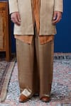 Buy_Philocaly_Beige Linen, Satin, Chanderi Silk Rivat Set Pintuck Indowestern Jacket And Kurta _Online_at_Aza_Fashions