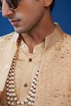 Buy_Philocaly_Beige Silk Embroidery Amber Open Indo Sherwani _Online_at_Aza_Fashions