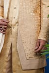 Philocaly_Beige Silk Embroidery Amber Open Indo Sherwani _at_Aza_Fashions
