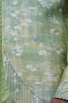 Shop_Philocaly_Green Tussar, Cotton, Neerja Floral Open Bandhgala And Pintuck Kurta _Online_at_Aza_Fashions
