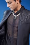 Buy_Philocaly_Black Wool Zari, Embroidery Shaam Neem Indo Western Sherwani _Online_at_Aza_Fashions